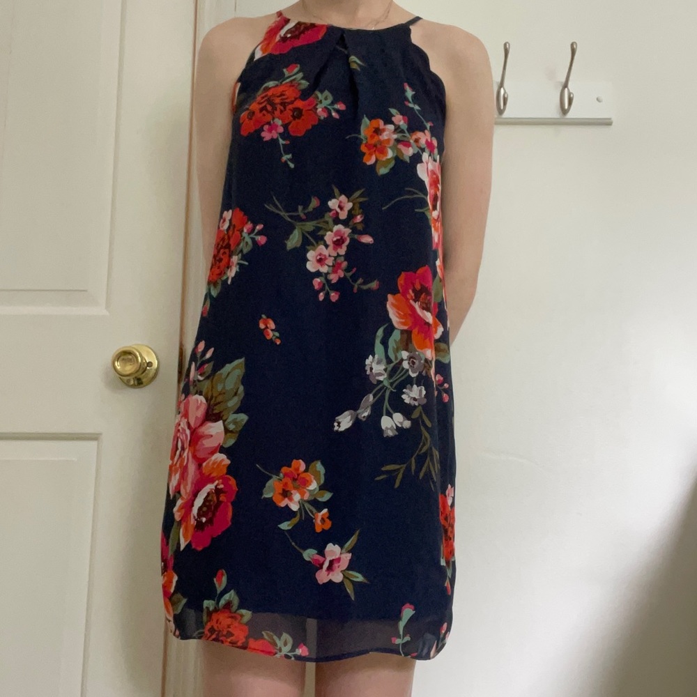 I.N. San Francisco Blue Floral Mini Dress